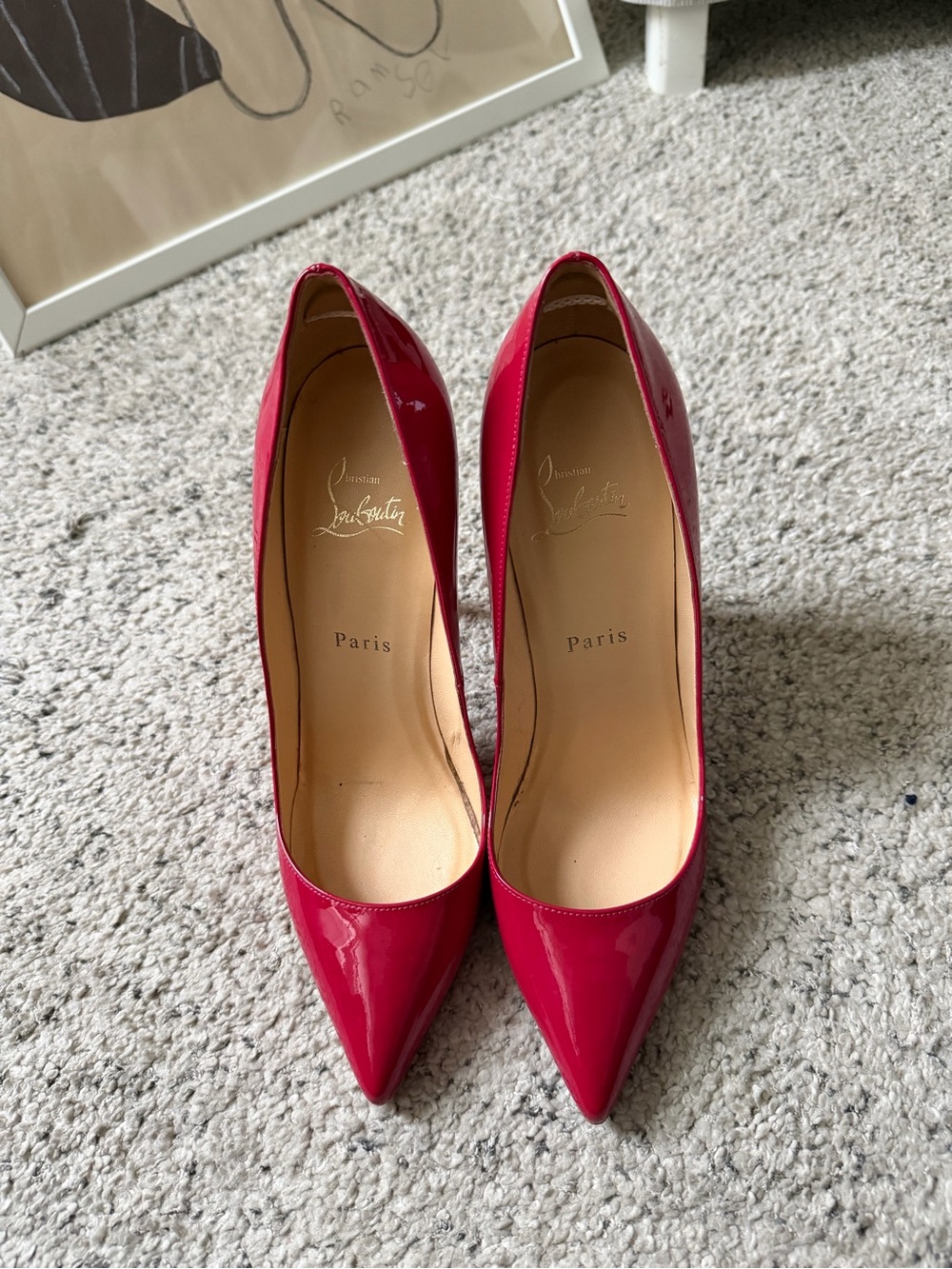 Christian Louboutin Hot Pink Patent Pointed-Toe Pumps